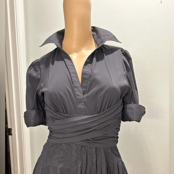 BCBG MaxAzria Collared Faux Wrap Shirt Dress sz 0 - Picture 15 of 16